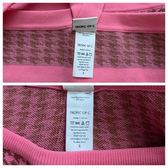 B30 Tropic of C Knit Houndstooth Set Womens Small Crop Top Biker Shorts Resort - Picture 7 of 7